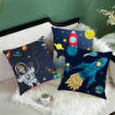 Axyaa Cartoon Astronaut Rocket Spaceship Sofa Pillowcase Space Theme Cushion Cover