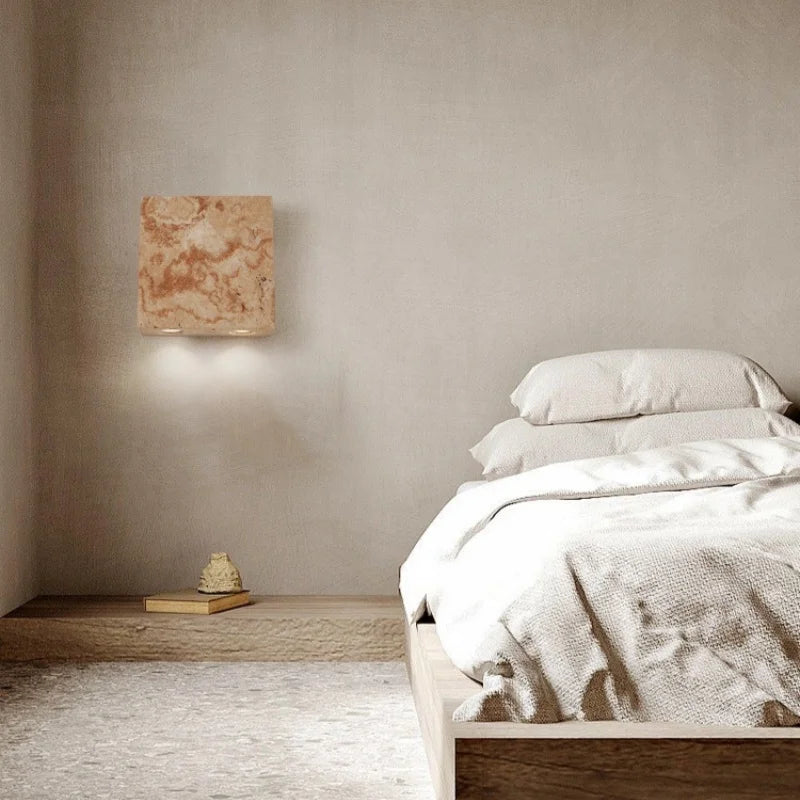 Axyaa Wabi Sabi LED Wall Sconce for Home Lighting in Yellow Travertine