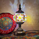 Axyaa Vintage Turkish Mosaic Table Lamp Handcrafted Glass Night Light