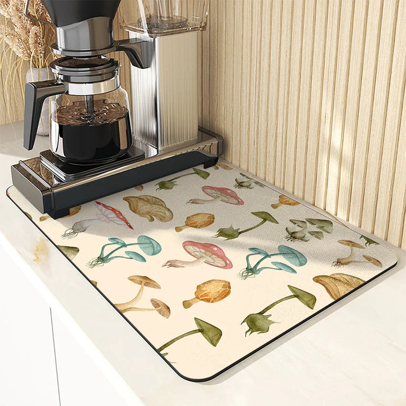 Axyaa Watercolor Plant Absorbent Kitchen Mat