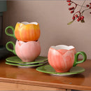 Axyaa Tulip Ceramic Coffee Cup Set - European Design Mug for Afternoon Tea and Breakfast