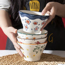 Axyaa Floral Bamboo Hat Bowl Set - High Quality Tableware for Noodles