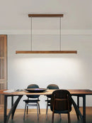 Axyaa Modern Walnut Wood Bar Pendant Lights - Adjustable Height Hanging Light