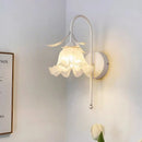 Axyaa French Cream Orchid Iron Wall Lamp - Retro Glass Bedhead Sconce Light