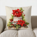 Axyaa Festive Berries & Greenery Pillow Cover for Sofa, Bedroom & Car