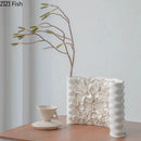Axyaa Blooming Flower Relief Ceramic Vase Desk Decoration Artificial Floral Arrangement