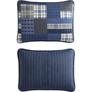 Axyaa Eastmont Navy Queen Quilt Set with Reversible Cotton Bedding & Shams