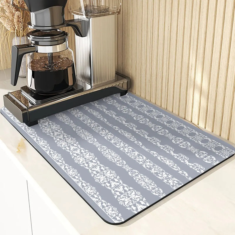 Axyaa Stripe Print Kitchen Drying Mat - Stylish & Absorbent Bar Decoration and Mouse Pad