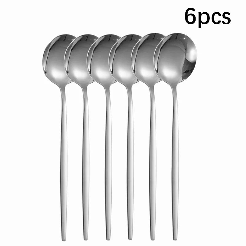 Axyaa 6/30pc Stainless Steel Western Cutlery Set Steak Knife Fork Spoon Coffee Dessert Fork