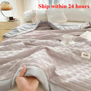 Axyaa Summer Quilt: Washed Waffle Wide Hem Soybean Cotton Solid Color Cooling Quilt
