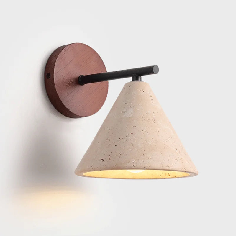 Axyaa Classical Yellow Travertine LED Wall Lamp for Bedroom Lighting