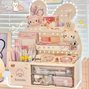 Axyaa Cute Bunny Desk Organizer Pen Holder Cosmetic Shelf Storage Stationary Rack