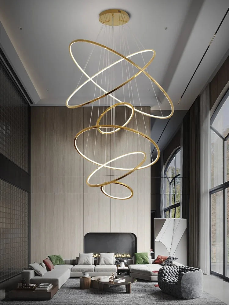 Axyaa Stainless Steel Ring Pendant Light - Modern Minimalist Living Room Chandelier