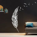 Axyaa Carved Feather Wall Stickers - Home Decor Self Adhesive Living Room Decals