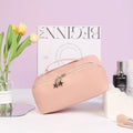Axyaa Elegant PU Leather Cosmetic Bag: Travel Toiletry Organizer & Makeup Tote