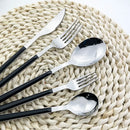 Axyaa 16-Piece Stainless Steel Cutlery Set with Imitation Wooden Handles