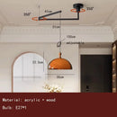Axyaa Acrylic Lampshade LED Pendant Light - Dark Wood E27 Bulb