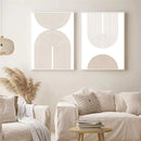 Axyaa Modern Geometric Beige Abstract Canvas Wall Art for Bedroom Decor