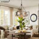 Axyaa Vintage White Wooden Chandelier: Rustic Metal Lighting for Living Dining Bedroom
