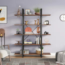 Axyaa 5-Tier Industrial Bookshelf, Vintage Style Bookcase 72"H x 47"L 12"W