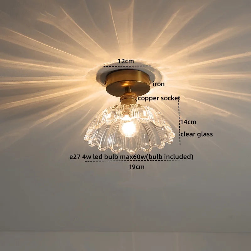 Axyaa Copper Glass LED Ceiling Light for Home Decor - Nordic Style Fixtures