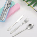 Axyaa 3pc Portable School Dining Set with Case: Knife, Fork, Spoon