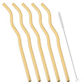 Axyaa Stainless Steel Wavy & Straight Drinking Straws Set for Cocktails & Bubble Tea
