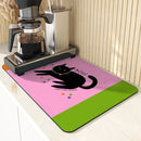 Axyaa Halloween Cat Drain Pad, Absorbent Anti-Slip Mat for Dishes and Cups