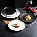 Axyaa Matte Ceramic Steak Pasta Dessert Salad Plate Hammer Pattern Shallow Restaurant Tableware