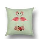 Axyaa Flamingo Print Linen Pillowcase 45*45cm