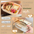 Axyaa Kawaii Kids Bento Box with Compartments - Portable, Microwave Safe Storage Container