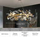 Axyaa Glass Leaf Crystal Chandelier - Elegant Luxury Lighting for Home