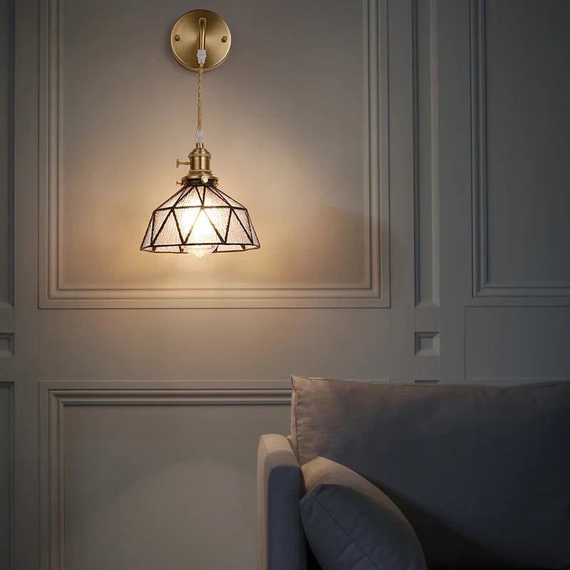 Axyaa Nordic Copper Glass LED Wall Light for Living Room, Bedroom, Bar - Modern Design