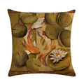 Axyaa Lotus Carp Print Cushion Cover for Home Decor on Mahogany Chair