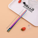 Axyaa Stainless Steel Wide Metal Drinking Straws Set with Cleaner Brush