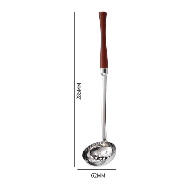 Axyaa Wooden Handle Skimmer Ladle Stainless Steel Tablespoons