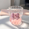 Axyaa Striped Glass Coffee Mug with Bow Decor - Delicate & Elegant Tea Cup
