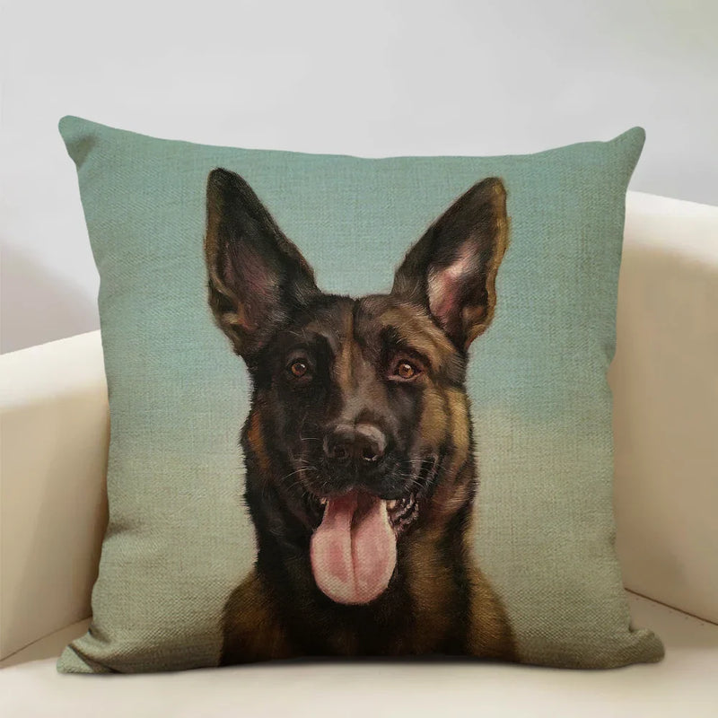Axyaa Bullfighting Dog Cushion Cover - 45x45cm Linen Pillowcase for Home Decor