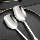 Axyaa Stainless Steel Long Handle Square Spoon Set for Dining and Desserts
