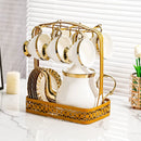 Axya Elegant Bone Coffee Set for 6 - European Style Noble Tea Pot & Cups