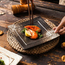 Axyaa Ceramic Square Plate Set for BBQ, Snacks, Sushi & Desserts
