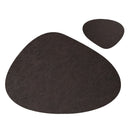Axyaa Faux Leather Oval Placemats Coasters Set Cowhide Grain Tea Table Pad