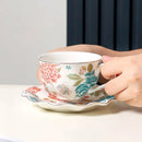 Luxury Gold-Trimmed Floral Tea Set by Axyaa: Exquisite Hand-Painted Cups and Saucers