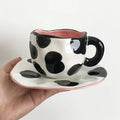 Axyaa 10oz Korean Style Ceramic Coffee Mug with Saucer Hand Painted Tea Cup Set
