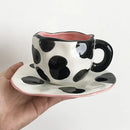Axyaa 10oz Korean Style Ceramic Coffee Mug with Saucer Hand Painted Tea Cup Set