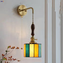 Axyaa Vintage LED Walnut Wood Wall Light with Pull Chain Switch