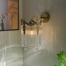 Axyaa Crown Glass Strip Copper Wall Lamp | European Luxury Bedroom Lighting