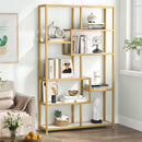 Axyaa 5 Tier Gold Bookshelf: Modern Etagere Bookcase with Open Storage Shelves