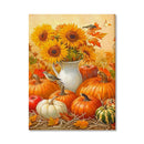 Axyaa Autumn Country Wall Art: Retro Pumpkin & Rooster Canvas Prints for Modern Living Room
