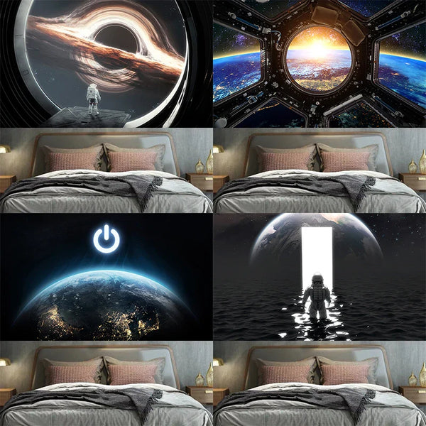 Axyaa Space Rocket Astronaut Tapestry Wall Art Decoration for Living Room